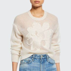 Rag & Bone Milton Floral Crew Neck Sweater Off White XXS